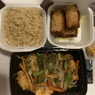 Shrimp Toast Five Spicy shrimp and fried rice