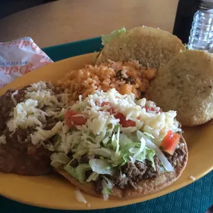 Gorditas, taco and tapati a combo