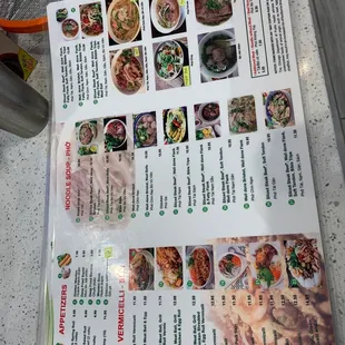 The menu