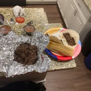 Tamales, barbacoa, and that hot sauce nom nom