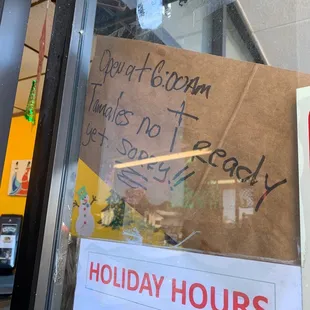 a sign in a store window