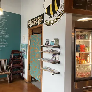 the inside of a deli shop