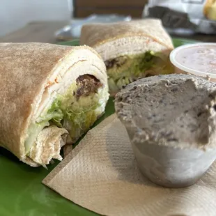 T-bam wrap--the black bean hummus on the side