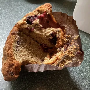 3/4 of the Delight 3 berry muffin