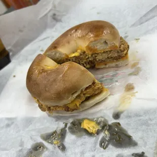Chorizo, Egg and cheese bagel. The bagel was delicious! Mouth watering and had me going for seconds!