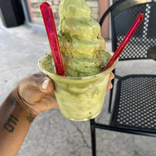 Green matcha ice cream