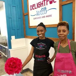 Mary Porter and Shadale Ehi.  Mother and daughter working together at Delightful Sweets.