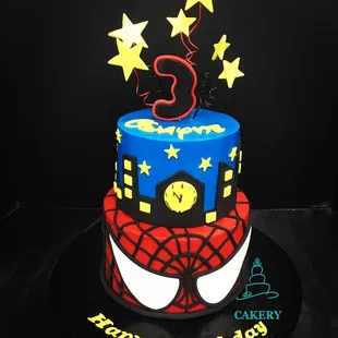 a spider - man birthday cake