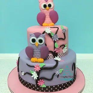 owl baby shower cake