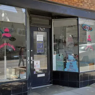 the entrance to a store