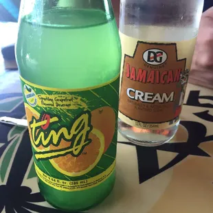 2 of many drink choices, grapefruit 'Ting' and a cream soda.