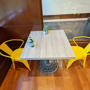 Take with tacky and uncomfortable chairs