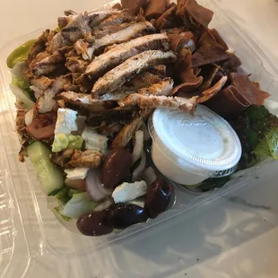 Lunch Chicken Shawarma with Greek salad and fattoush