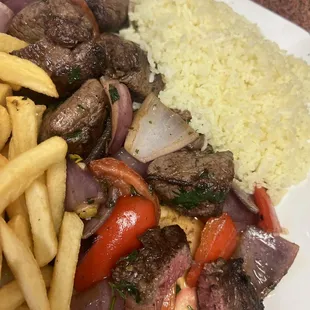 Steak kabob dinner