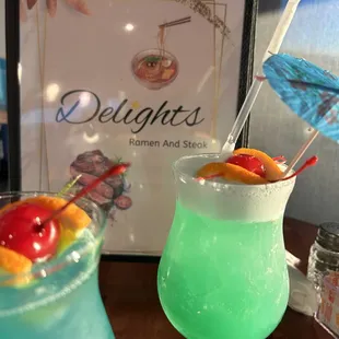 two drinks on a table