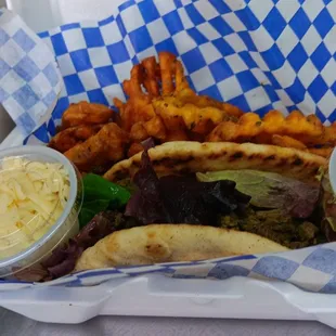 Chimichurri beef pita with grated mesquite smoked gouda