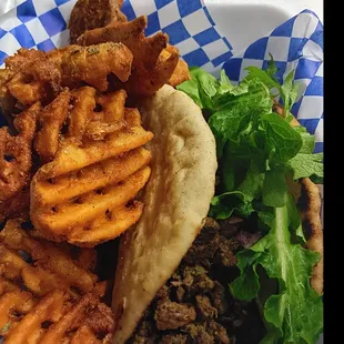 Chimichurri pita with fries