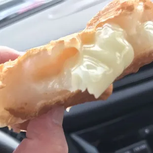 Vanilla cream filled mochi waffle