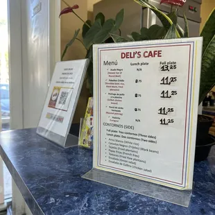 a menu for deli&apos;s cafe