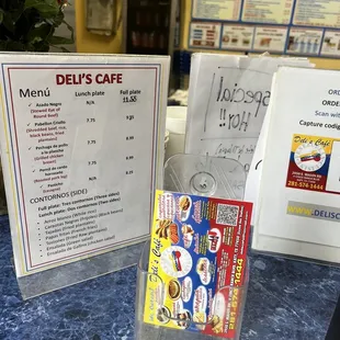 menu and price list for deli&apos;s cafe