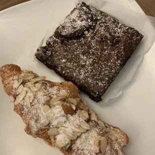 Twice baked almond croissant and brownie