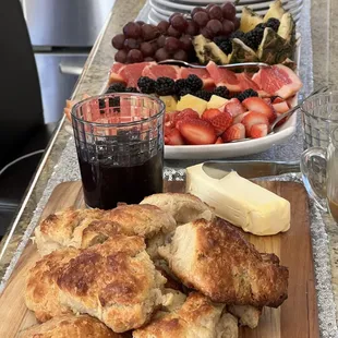a variety of food on a table