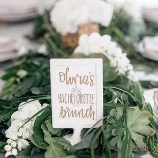 Bachelorette brunch table scape
