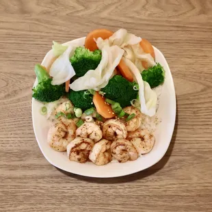 Grilled Shrimp Bowl $14.50 + tax