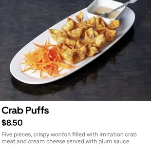 Advertised crab puffs - not what we got.