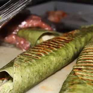 Chicken Spinach Wraps being prepared