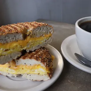 Everything Egg and cheese bagel
