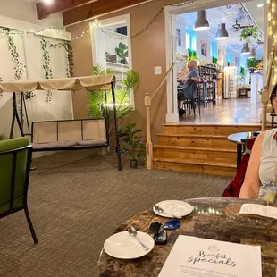 Back nook almost like a garden patio but with AC