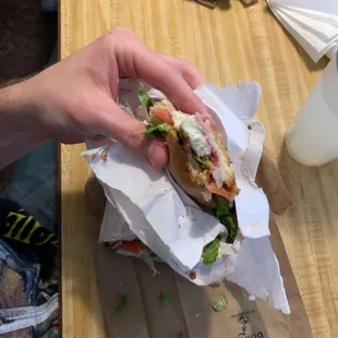 My favorite sandwich (Photo quality doesn't do it any justice) They use soft cheese which goes really well (pictured)