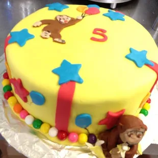 Curious George Fondant cake