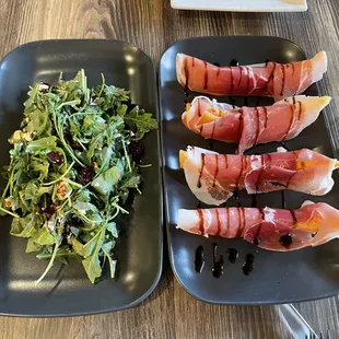 Left: Insalata Delizie. I love the cranberries in the salad.
 
 Right: Prosciutto e melone. A popular summer dish in Italy.