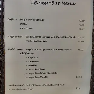 menu