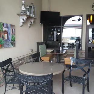 the outside seating area