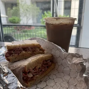 Rueben and Iced Latte