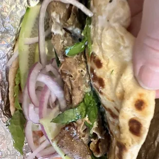 Gyro!  Delicious.. so fresh, meat moist and tender.