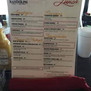Lunch menu