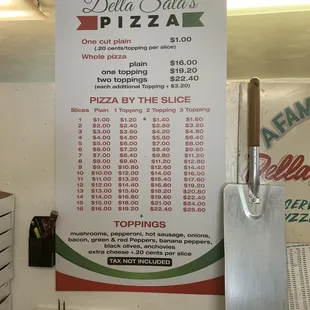 Updated menu - pricing