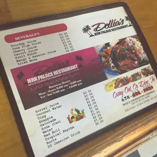 Current Menu backside