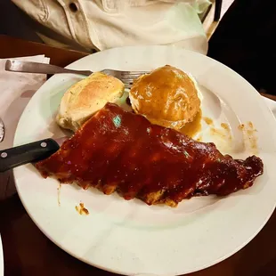 Half a rack of baby back ribs