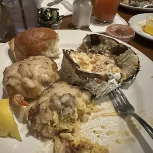 Broiled Stuffed Shrimp and baked potato