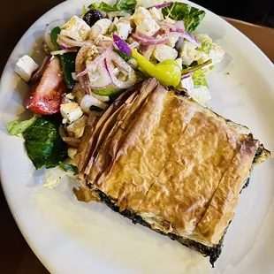 Spinach pie and salad