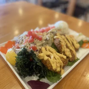 Salmon Katsu - no rice. All salad.