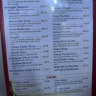 Appetizers | Salad Menu