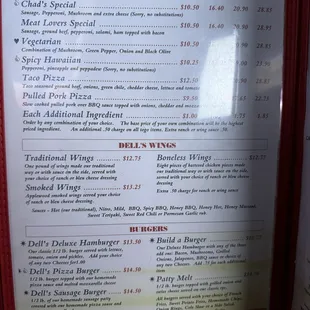 Pizza | Wings | Burger Menu