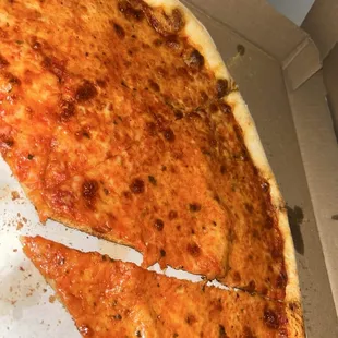 Freshly delivered pizza