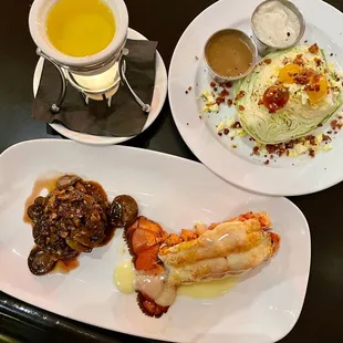 4oz filet marsala, lobster tail and wedge salad